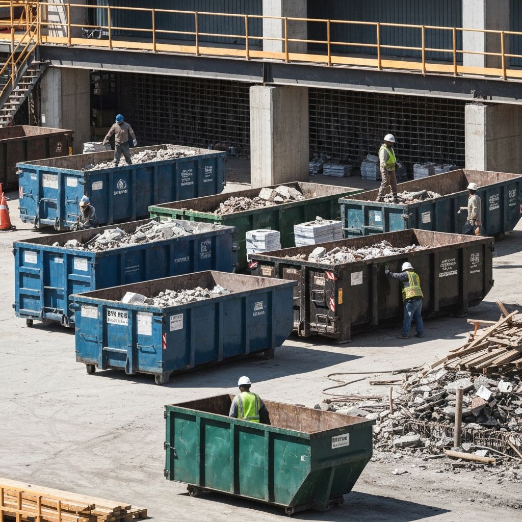 Construction dumpster rental at commercial job site